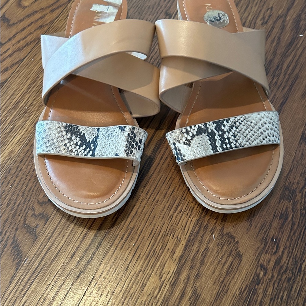 Nine West Beige and Snake Print Sandals - Picture 5 of 8